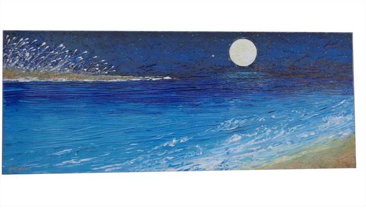 'Luna sul mare con stella 2' | Vendita Quadri Online | Quadri moderni | Quadri astratti | Quadri floreali | Quadri dipinti a mano | Gartem Original