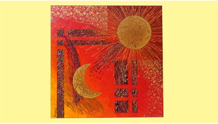' Sole e luna in rosso ' | Vendita Quadri Online | Quadri moderni | Quadri astratti | Quadri floreali | Quadri dipinti a mano | Gartem Original