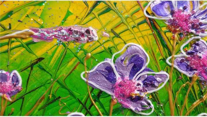' Spighe e fiori viola ' | Vendita Quadri Online | Quadri moderni | Quadri astratti | Quadri floreali | Quadri dipinti a mano | Gartem Original